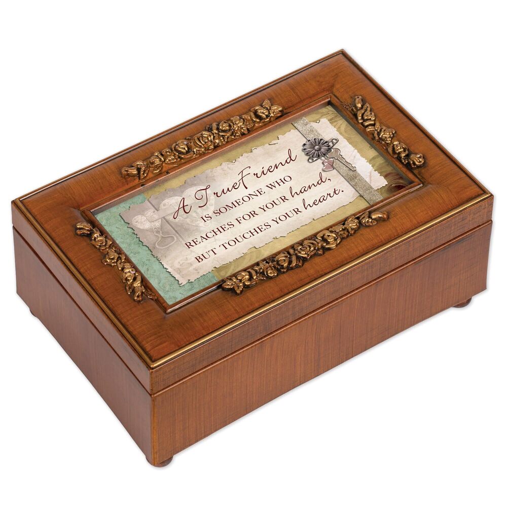 9405 True Friend Reaches Hand Touches Woodgrain Embossed Rose Petite Music